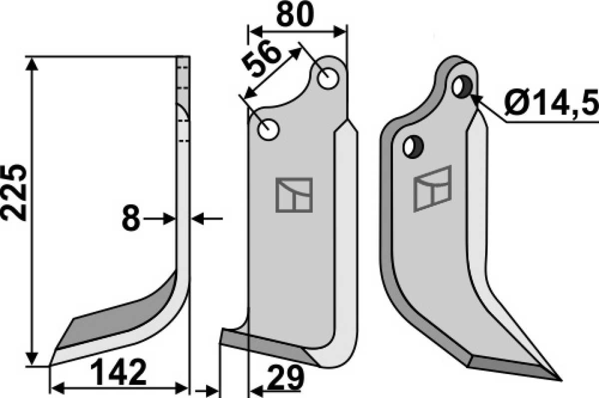 Fräsmesser 225x80mm, links